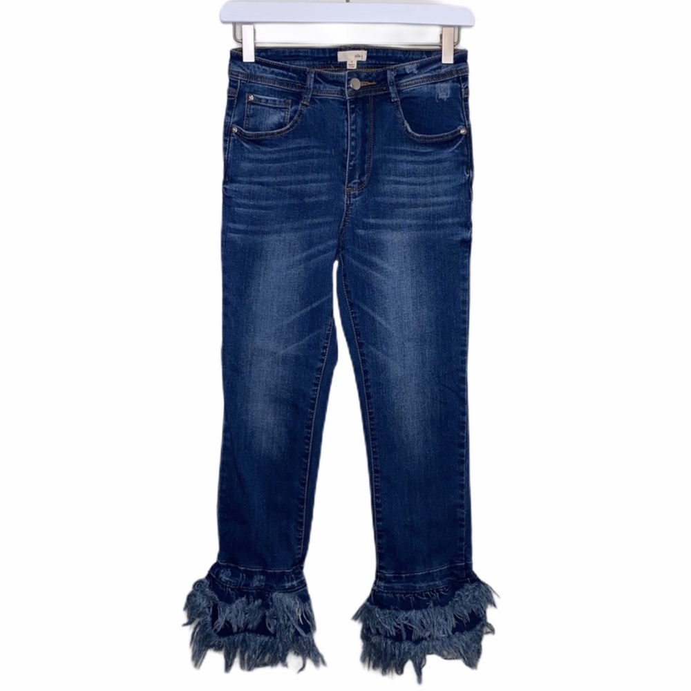 Jelly C tiered raw fringe hem jeans Size Small